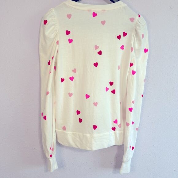 NWOT Lilly Pulitzer Women White Jansen Cotton Sweatshirt Heart Pattern Sz Small - Picture 7 of 9